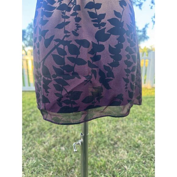 Express Y2K Silk Halter Top Lime Green Purple Ombré Tropical Leaf Blouse Sz 10 - Picture 16 of 16